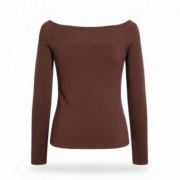 Chic Off-Shoulder Brown Sweater - Picture 3 of 4